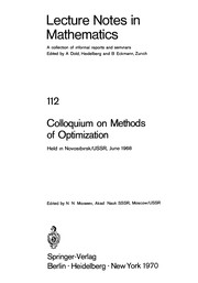 Colloquium on Methods of Optimization by Colloquium on Methods of optimization (1968 Novosibirsk, URSS)