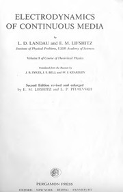 Cover of: Electrodynamics of continuous media by Landau, Lev Davidovich