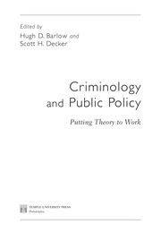 Cover of: Criminology and public policy | 