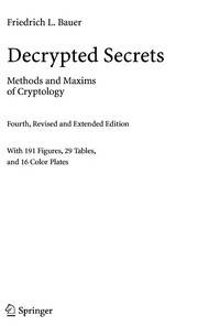 Cover of: Decrypted secrets: methods and maxims of cryptology