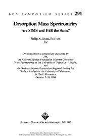 Cover of: Desorption mass spectrometry by Philip A. Lyon, editor.