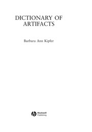 Cover of: DICTIONARY OF ARTIFACTS. by Barbara Ann Kipfer