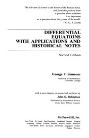 Cover of: Differential equations, with applications and historical notes