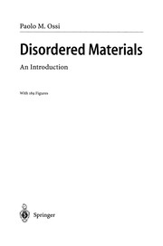 Cover of: Disordered materials | Paolo M. Ossi