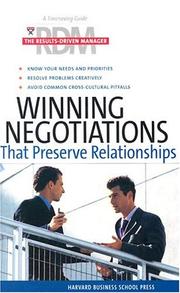 Cover of: Winning Negotiations that Preserve Relationships (The Results-Driven Manager Series)