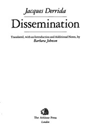 Cover of: Dissemination by Jacques Derrida