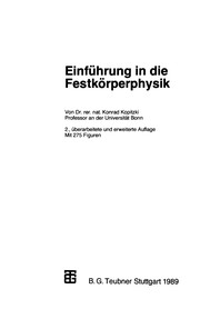 Cover of: Einführung in die Festkörperphysik