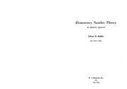 Cover of: Elementary number theory | Ethan D. Bolker