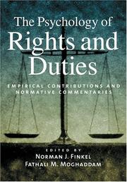 Cover of: The Psychology Of Rights And Duties: Empirical Contributions And Normative Commentaries (Law and Public Policy: Psychology and the Social Sciences)