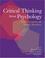 Cover of: Critical Thinking About Psychology