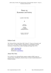 Cover of: Essays on Economics and Society by John Stuart Mill