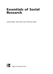 Cover of: Essentials of Social Research