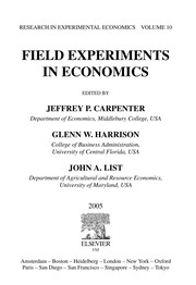 Cover of: Field experiments in economics