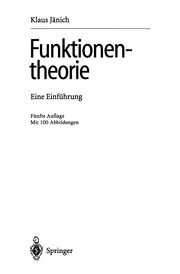 Cover of: Funktionentheorie: Eine Einführung