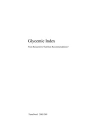 Cover of: Glycemic Index from Research to Nutrition Recommendations by 