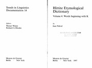 Hittite etymological dictionary by Jaan Puhvel