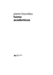 Cover of: Homo academicus by Bourdieu