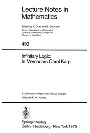 Cover of: Infinitary logic: in memoriam Carol Karp : a collection of papers by various authors