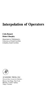 Cover of: Interpolation of operators | Colin Bennett