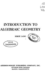 Cover of: Introduction to algebraic geometry.