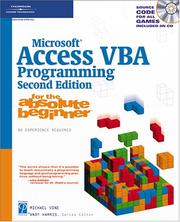 Cover of: Microsoft Access VBA programming for the absolute beginner