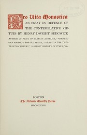 Cover of: Pro vita monastica by Sedgwick, Henry Dwight