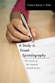 Cover of: A Study in Greek Epistolography: The Form of the Ancient Greek Letter