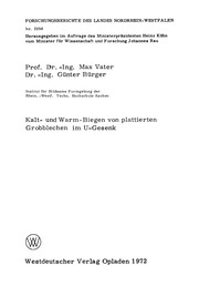 Cover of: Kalt- und Warm-Biegen von plattierten Grobblechen im U-Gesenk