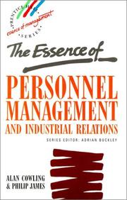 Cover of: essence of personnel management and industrial relations | A. G. Cowling