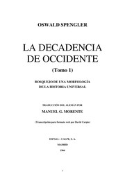 Cover of: La decadencia de Occidente by Oswald Spengler