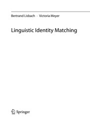 Cover of: Linguistic Identity Matching | Bertrand Lisbach