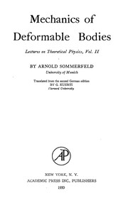 Cover of: Mechanics of Deformable Bodies by Arnold Sommerfeld