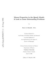 Cover of: Meson properties in the quark model | Harry G. Blundell