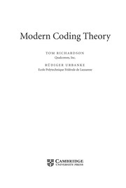 Cover of: Modern coding theory | Thomas J. Richardson