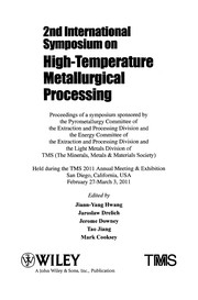 Cover of: 2nd International Symposium on High-Temperature Metallurgical Processing | International Symposium on High-Temperature Metallurgical Processing