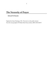Cover of: Necessity of Prayer by E. M. Bounds