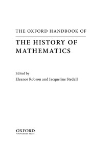 Cover of: The Oxford handbook of the history of mathematics by edited by Eleanor Robson & Jacqueline Stedall.