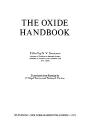 Cover of: The Oxide Handbook | G. V. Samsonov