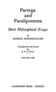 Cover of: Parerga and paralipomena by Arthur Schopenhauer