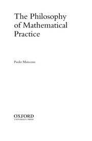Cover of: The philosophy of mathematical practice