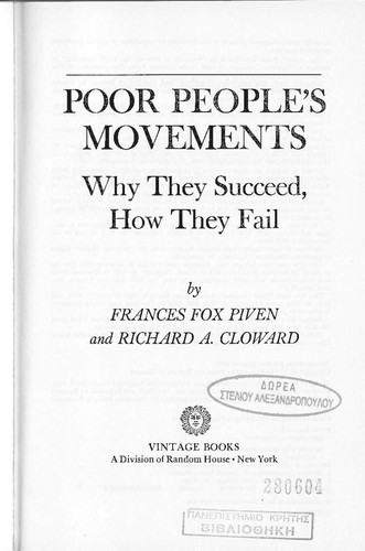 Poor people's movements by Frances Fox Piven