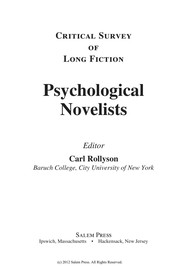 Cover of: Psychological novelists