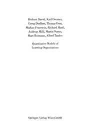 Cover of: Quantitative Models of Learning Organizations | Herbert Dawid