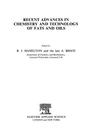 Cover of: Recent advances in chemistry and technology of fats and oils | 