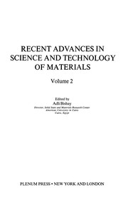 Cover of: Recent Advances in Science and Technology of Materials: Volume 2