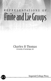 Cover of: Representations of finite and Lie groups
