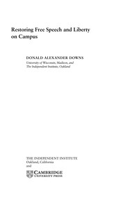 Cover of: Restoring free speech and liberty on campus by Donald Alexander Downs