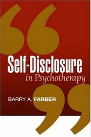 Cover of: Self-Disclosure in Psychotherapy