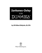 Cover of: Sarbanes-Oxley for dummies | Jill Gilbert Welytok
