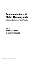 Cover of: Semiconductor and metal nanocrystals: synthesis and electronic and optical properties